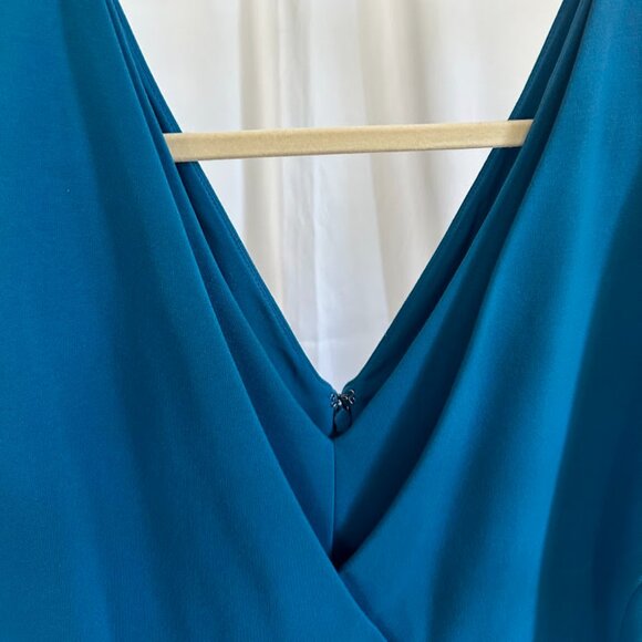 Classiques Entier Women's Plus 24W Peacock Blue Double V-Neck Dress - Picture 7 of 7